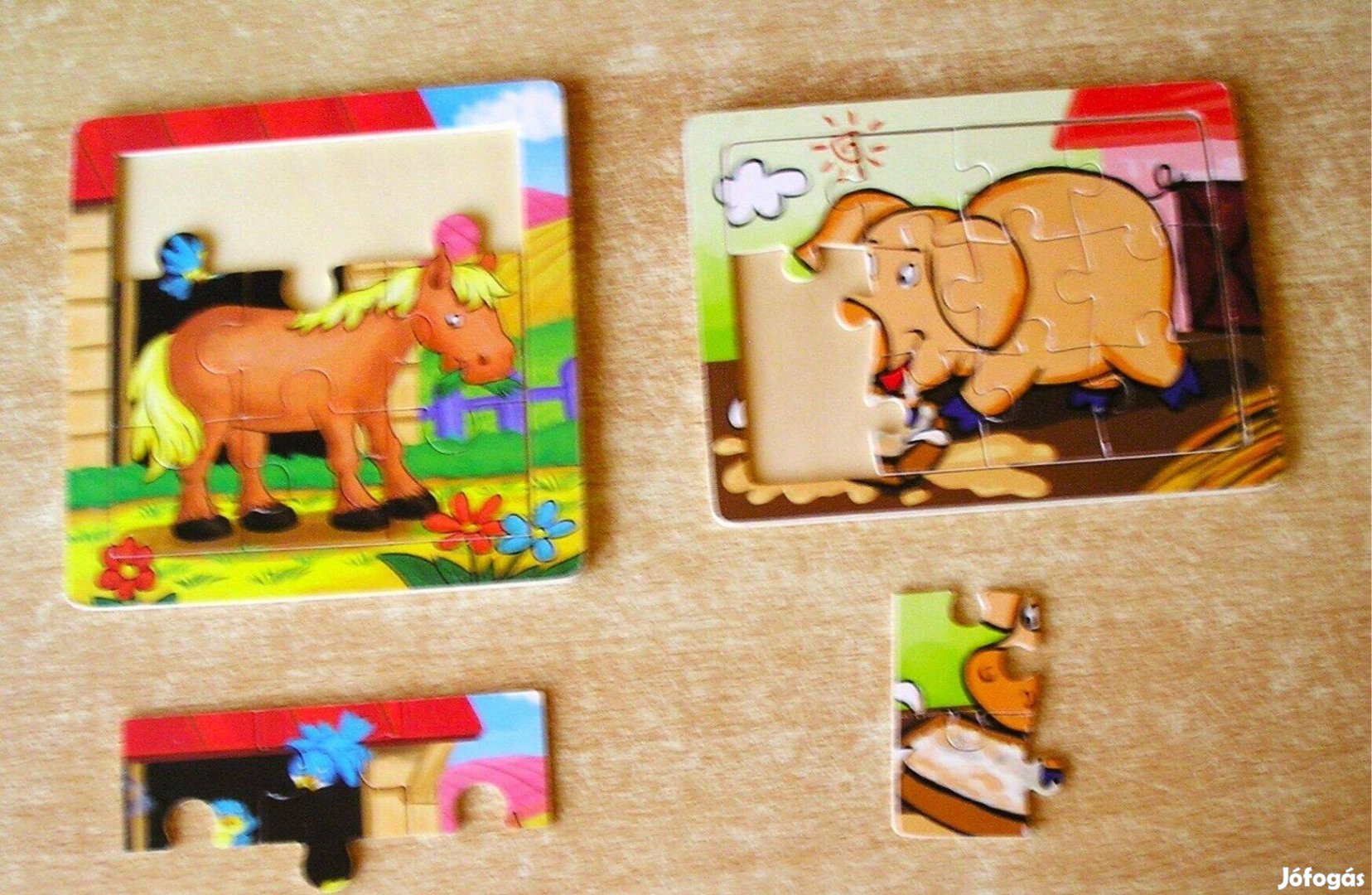 Fa kirakójáték, puzzle (állatok) - 2 db. együtt