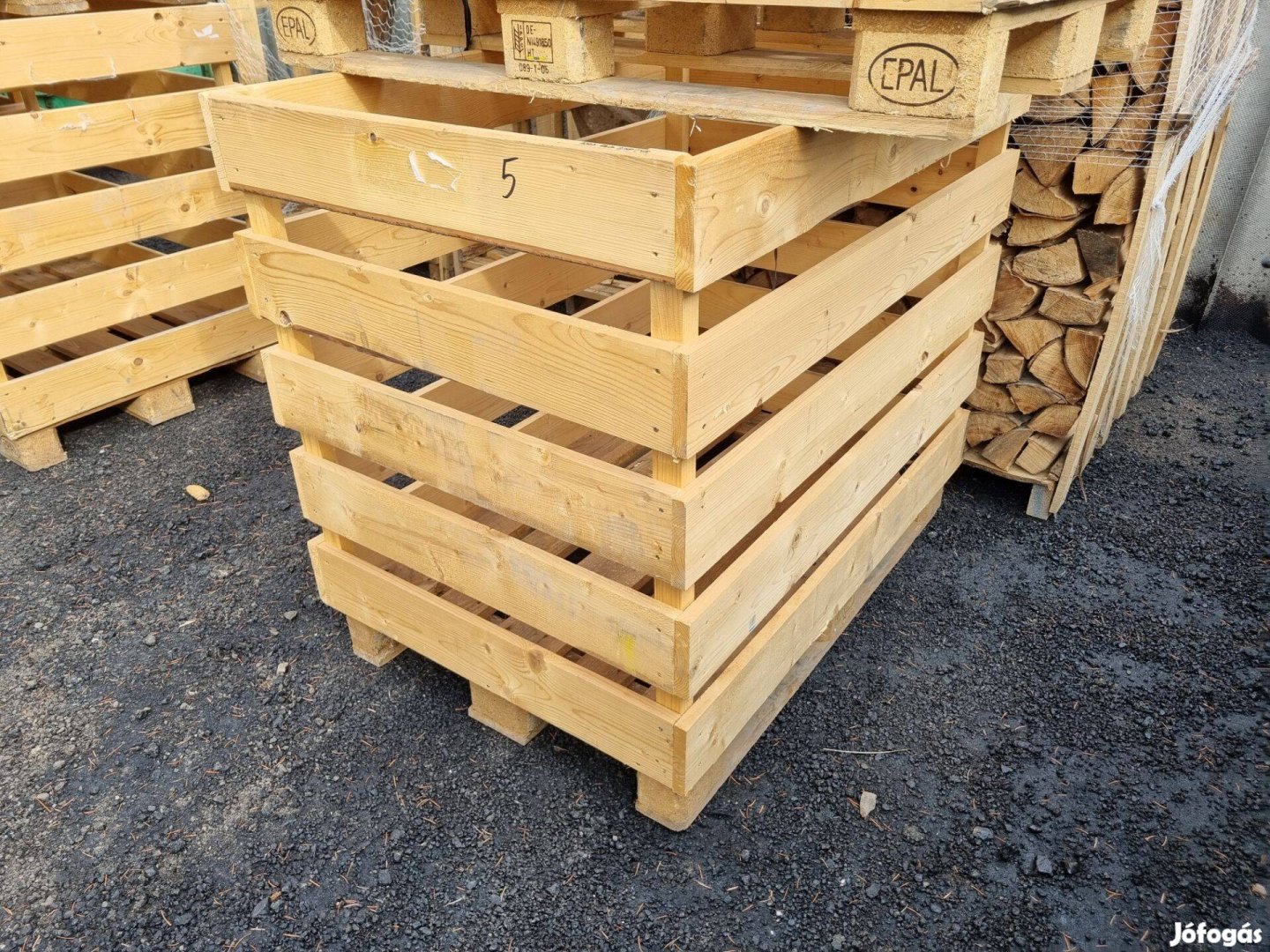 Fa komposztáló láda fa rekesz 80×120×93cm faláda EUR raklapon tároló