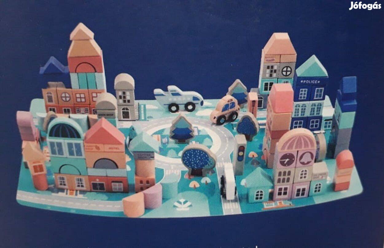 Fa kreatív építőjáték szett formabedobóval