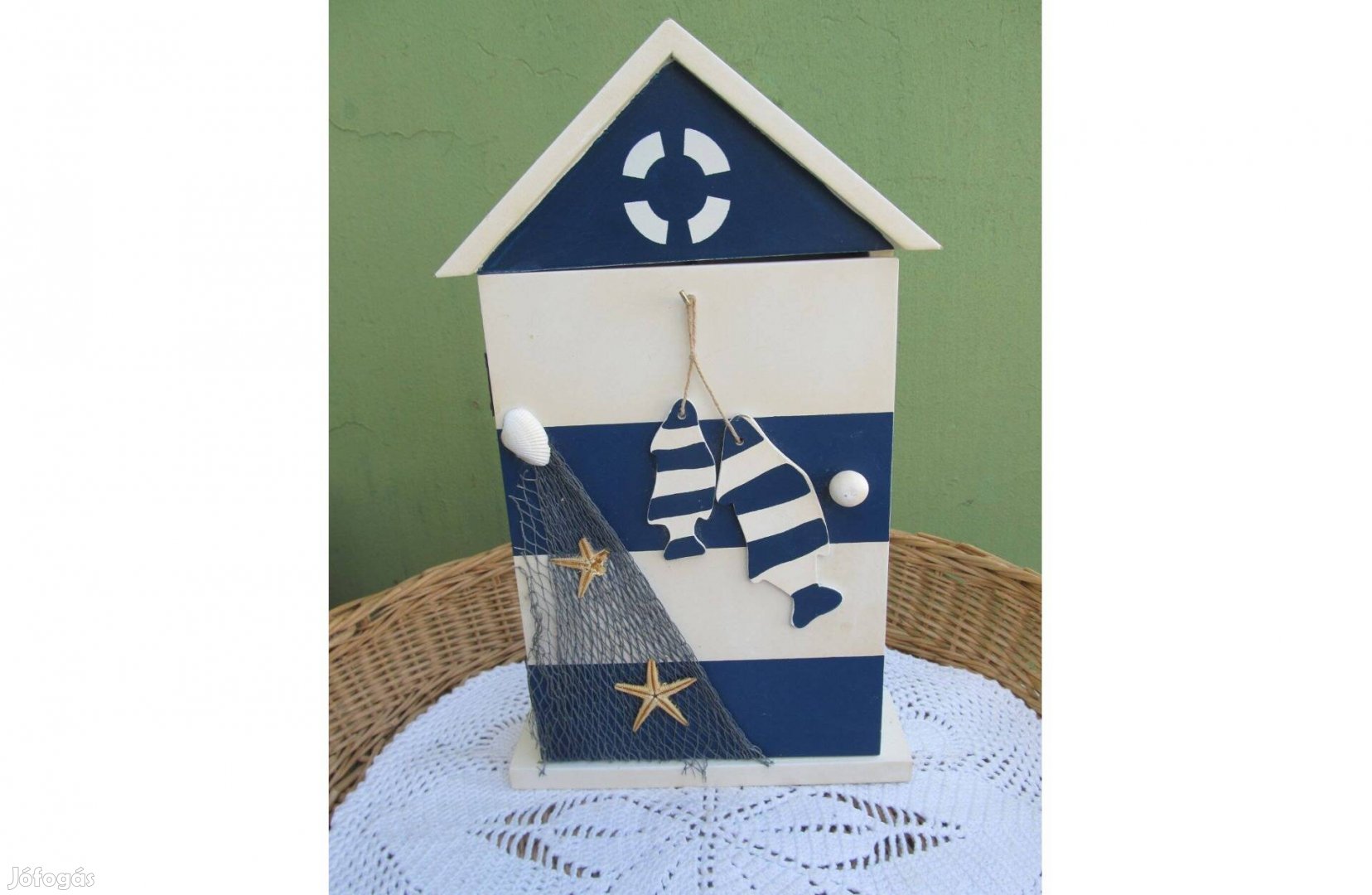 Fa kulcstartó szekrényke -tengerparti házikó