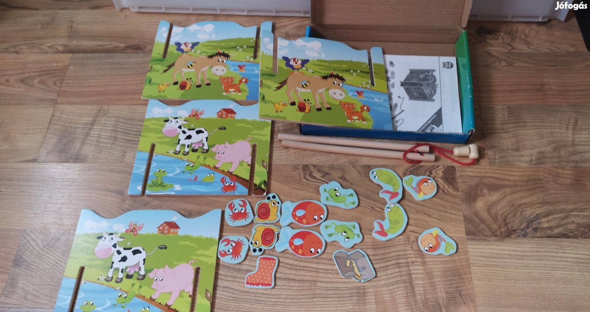 Fa mágneses horgászós játék