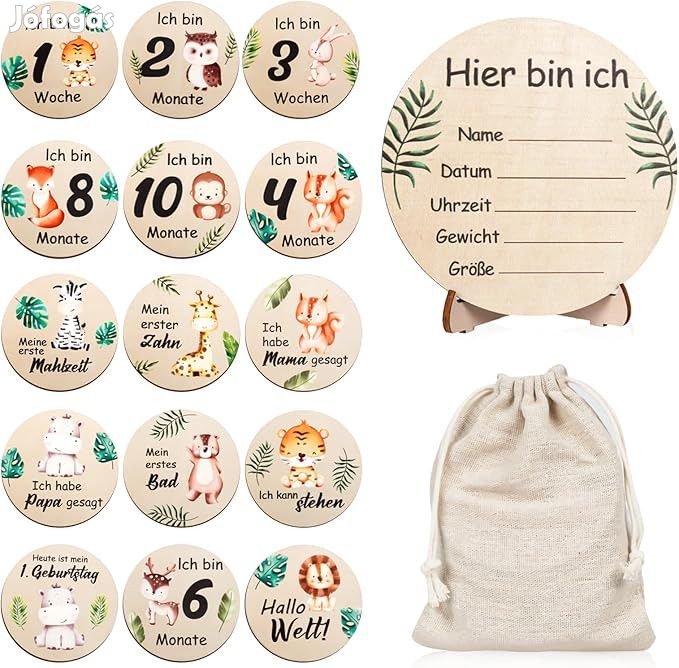 Fa mérföldkőkártya babáknak, Német nyelvű, OUTLET termék