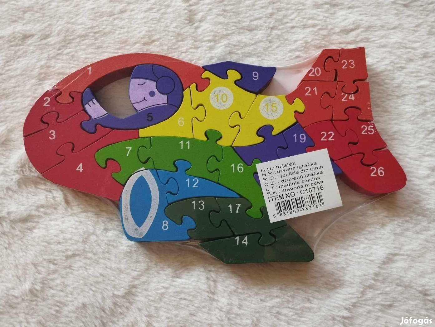 Fa oktató puzzle számos és betűs színes kirakó fejlesztő játék "Repülő