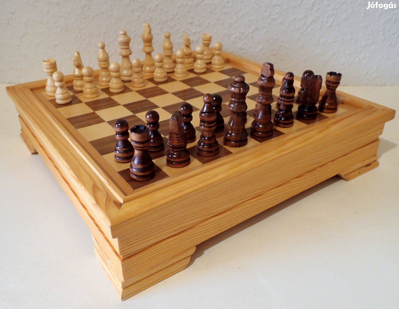 Fa sakk készlet fából készült sakktábla figura bábu tábla
