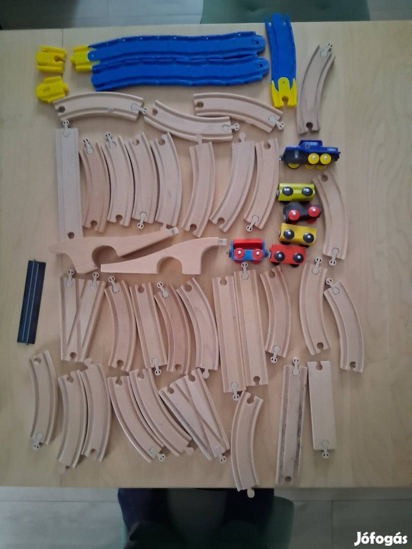 Fa vonat szett fa vasút modell 42 db-os