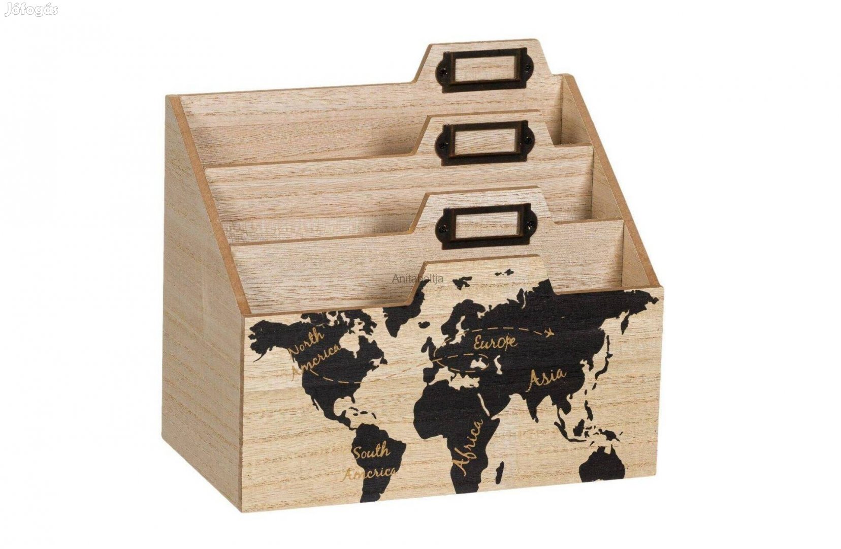Fából készült boríték tároló Világtérkép 24x14x20 cm