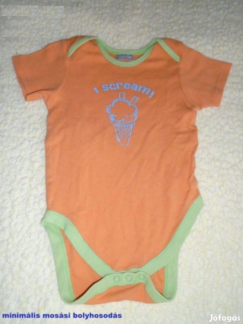 Fagyi mintás és narancssárga rövid ujjú body 12-18 hó méret