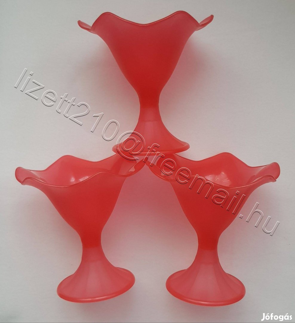 Fagyis fagylaltos kehely szett piros