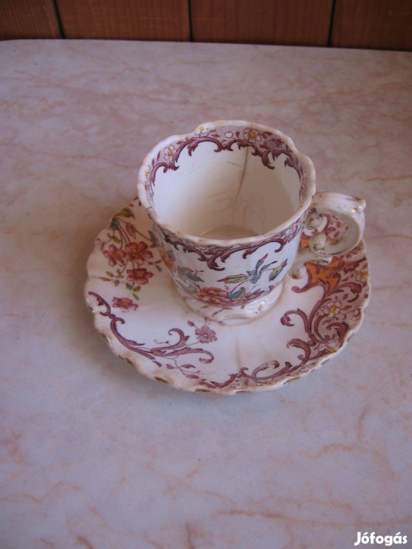 Fajansz csésze aljjal, francia Sarreguemines Fleury