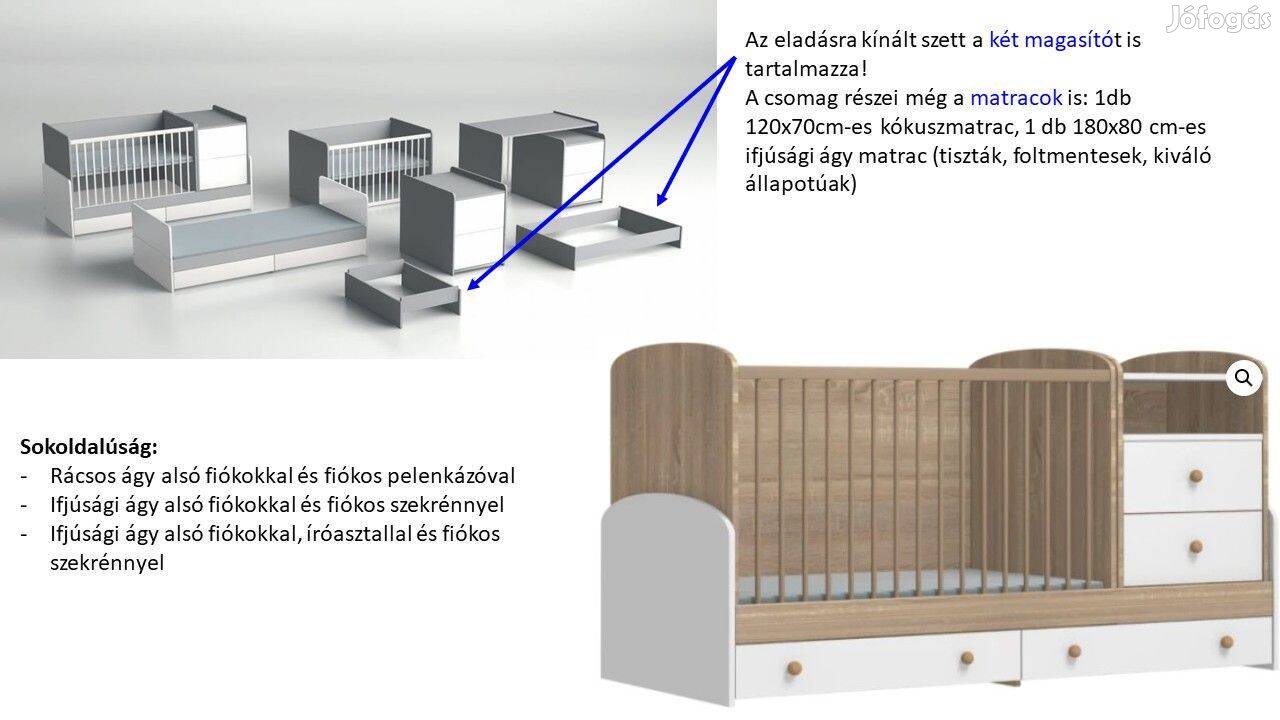 Faktum Mia Popup kombi kiságy kiegészítőkkel, 2 matraccal_csak egyben