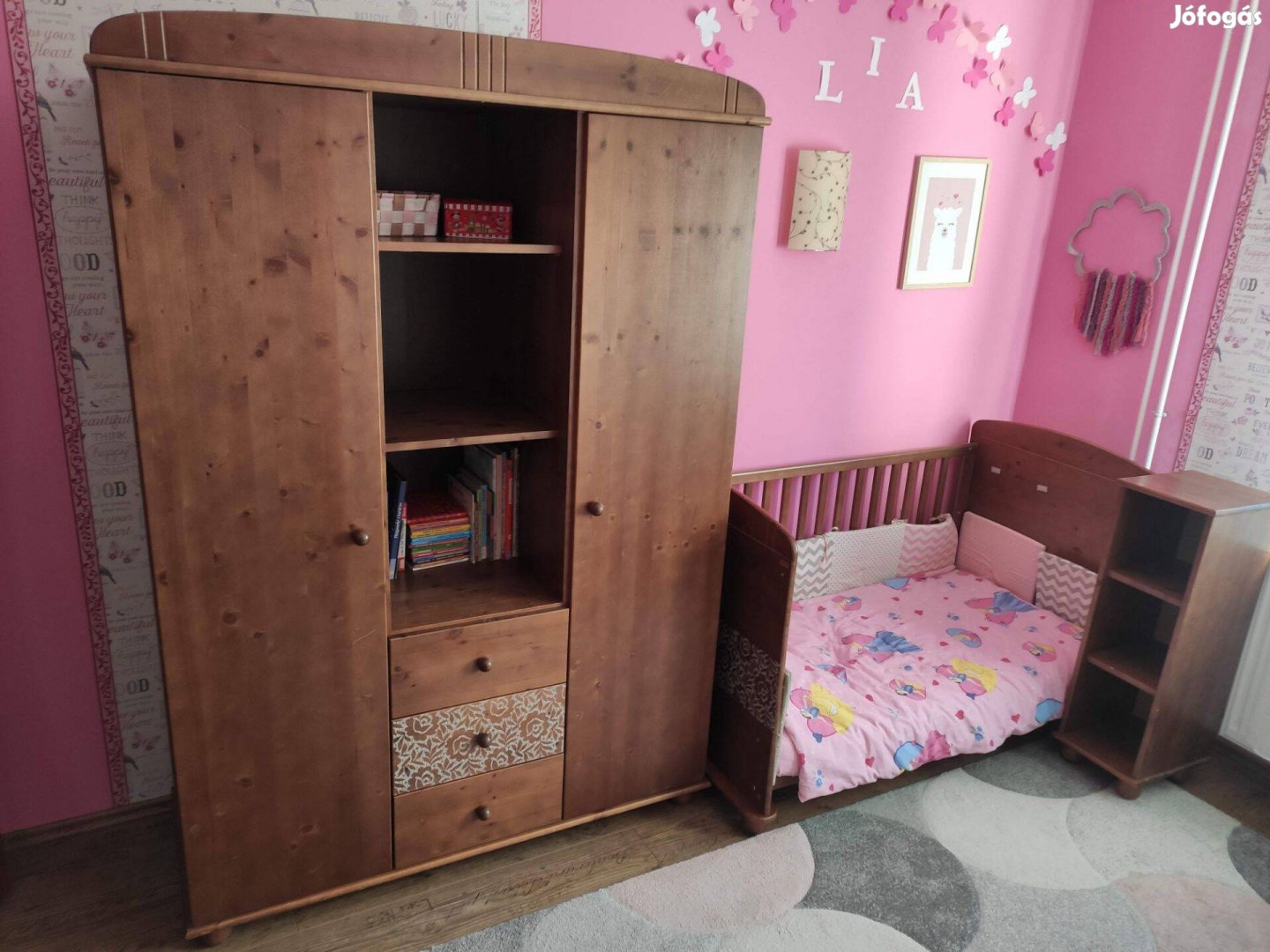 Faktum Tomi fenyő 3 részes polcos és akasztós szekrény