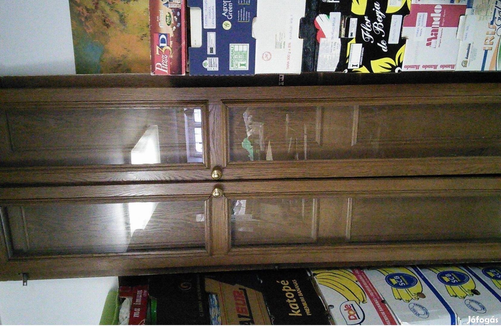 Falisínes szétszerelt üvegajtós 8 polcos szekrény