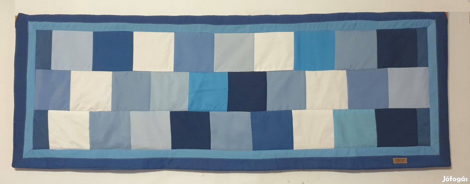 Falvédő, kék - fehér patchwork, 160 cm. Új, egyedi, kézműves termék