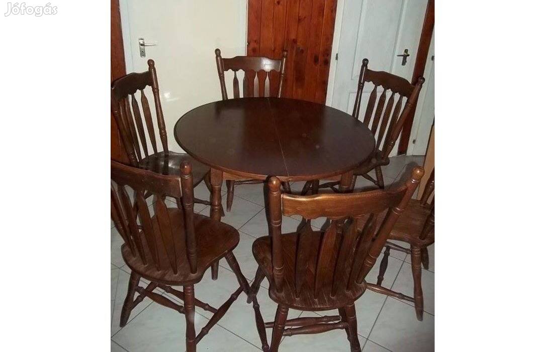 Faragott étkező asztal étkező garnitúra 6 darab székkel
