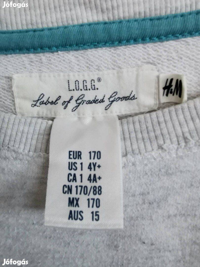 Farkas pulóver, H M, 170 magasra, M-es, halvány szürke, új