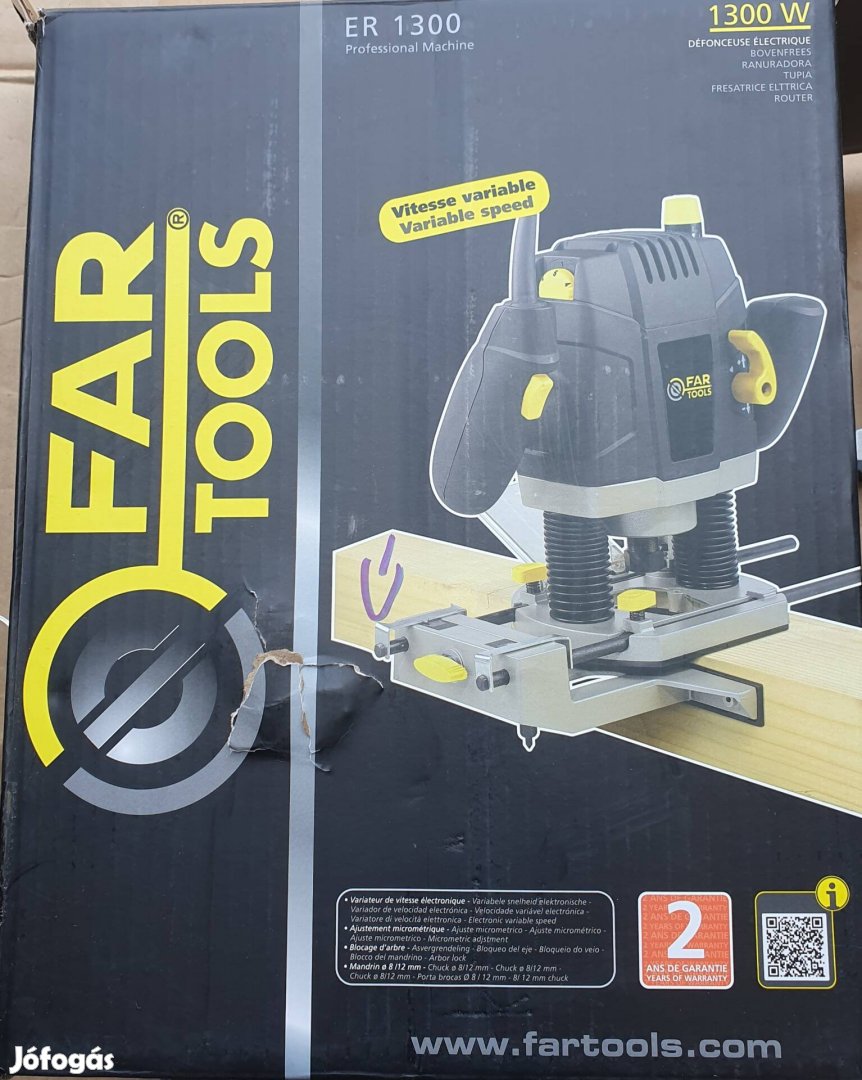 Fartools elektromos felsőmarógép 1300W ?8/12mm