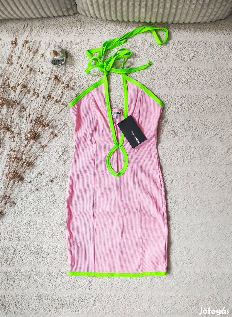 Fashion Nova rózsaszín testhezálló ruha - S/36 