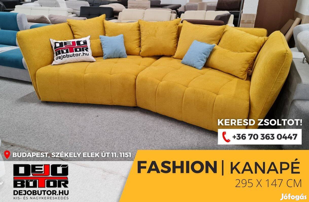 Fashion hátfalas rugós sárga kanapé ülőgarnitúra 295x147 cm