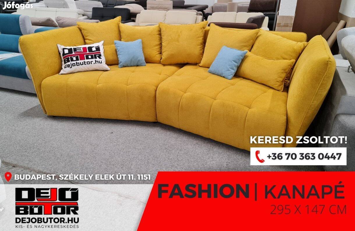 Fashion rugós kanapé ülőgarnitúra sarok 295x147 cm sárga fix bútor