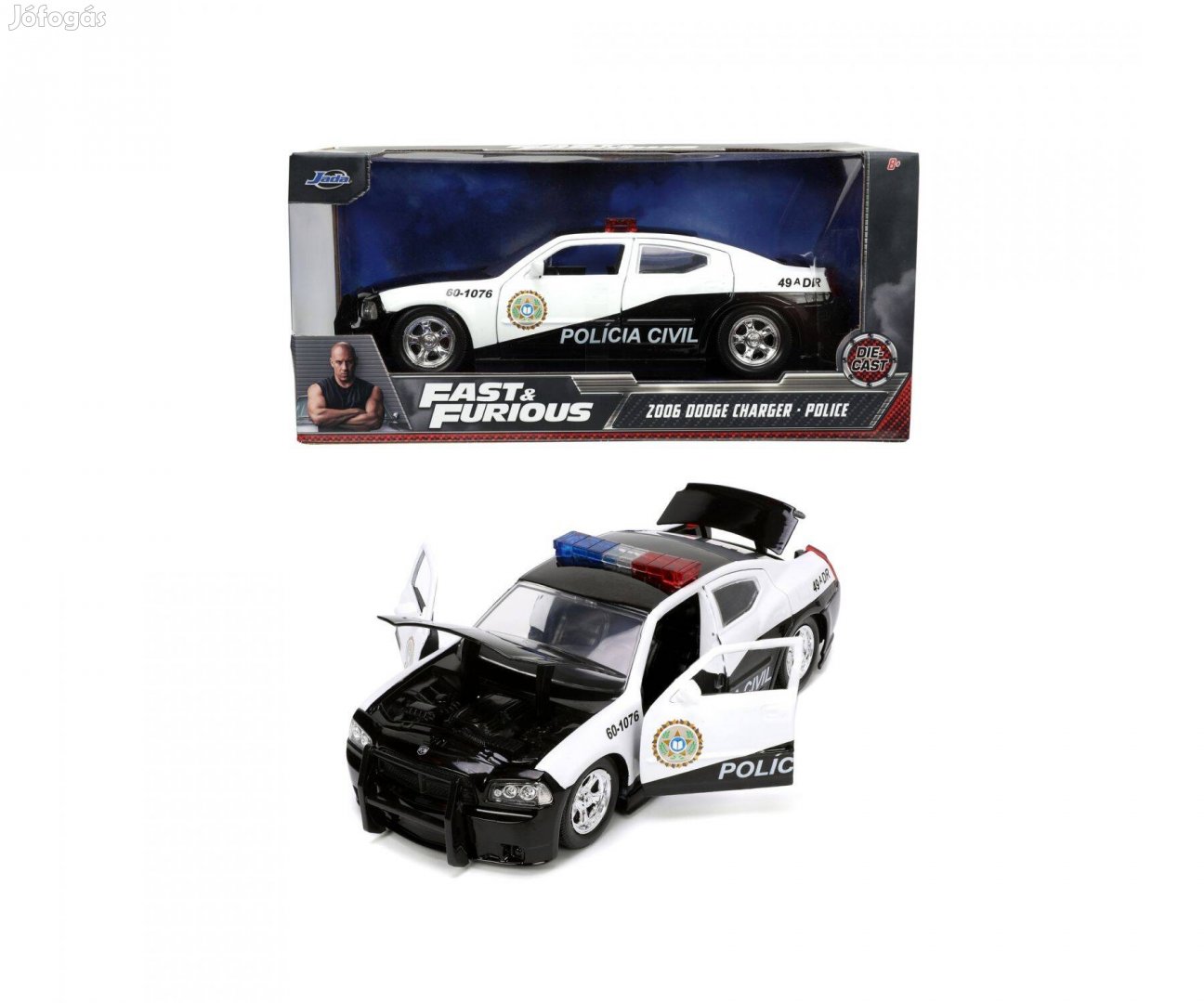 Fast & Furious 2006 Dodge Charger Police 1:24 Autó Modell