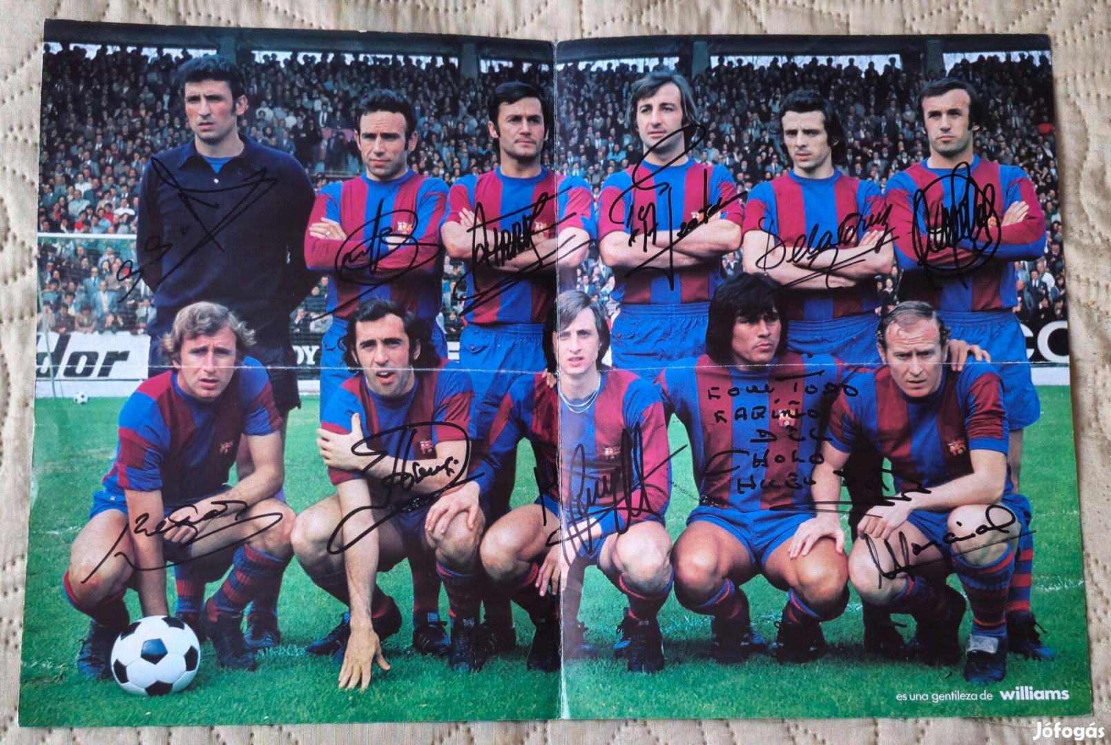 Fc Barcelona Johann Cruyff 1974 eredeti aláírt dedikált poszter fotó