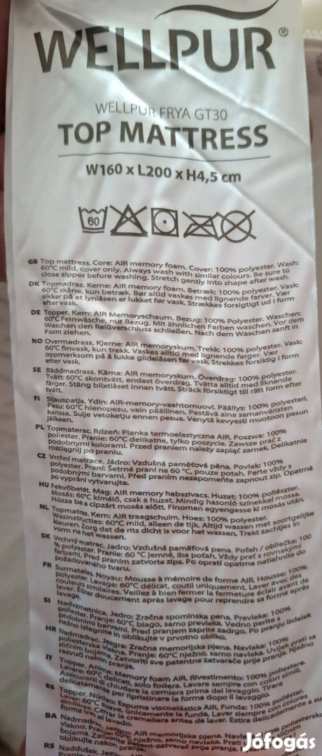 Fedőmatrac 160x200