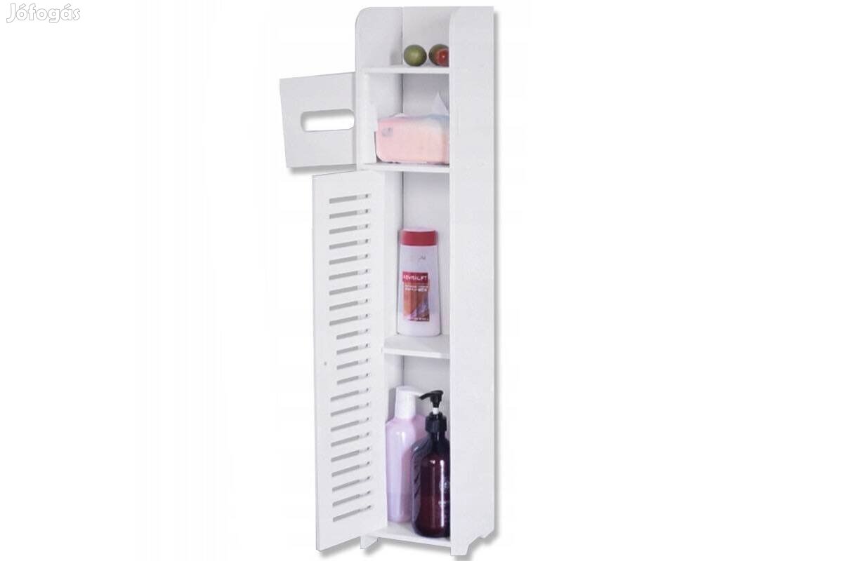 Fehér Fürdőszoba szekrény ajtós szekrény WC-papír tartóval
