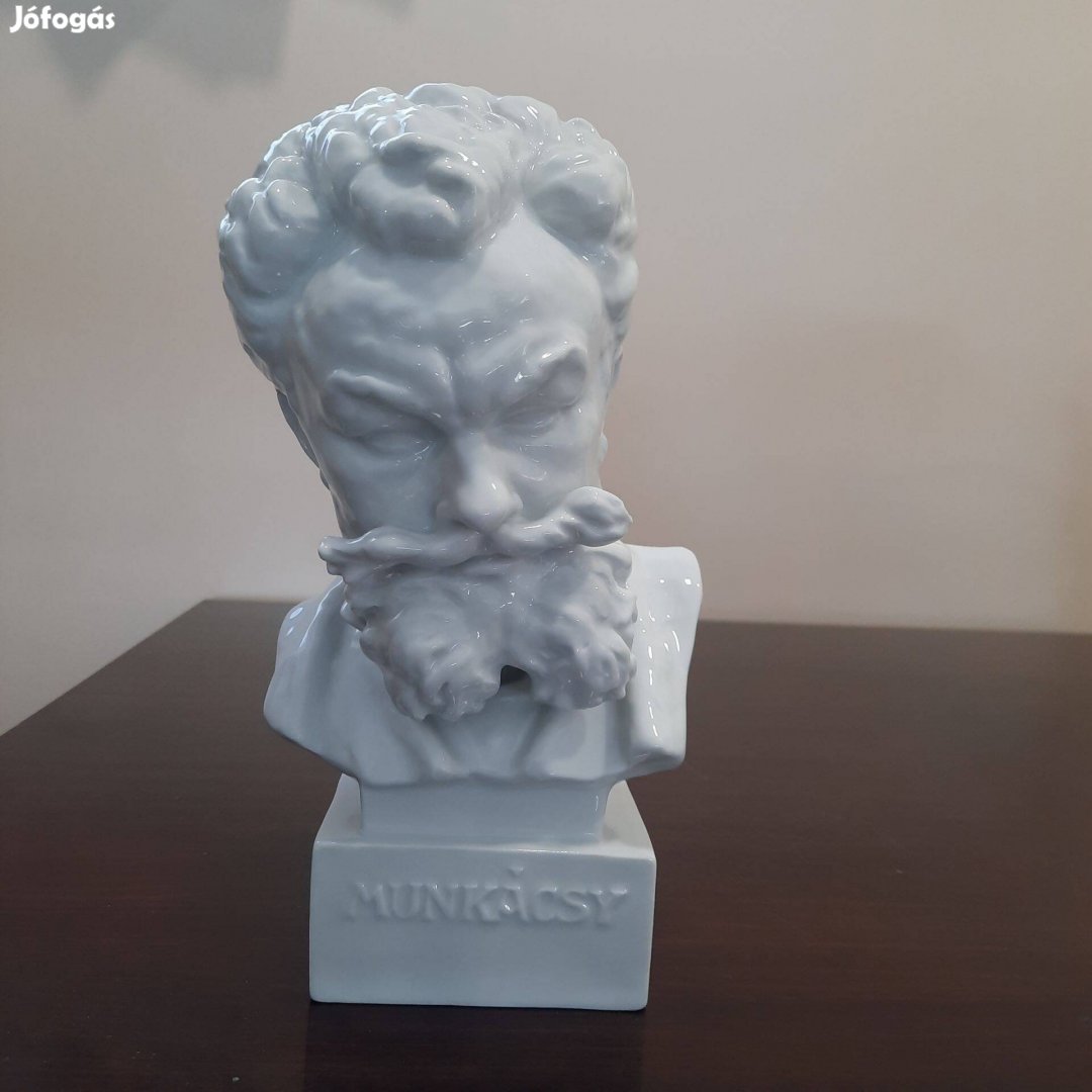 Fehér Herendi porcelán Munkácsy mellszobor, büszt, szobor