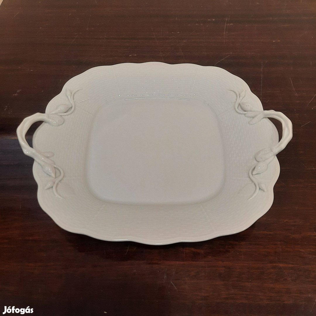 Fehér Herendi porcelán füles süteményes kínáló tál