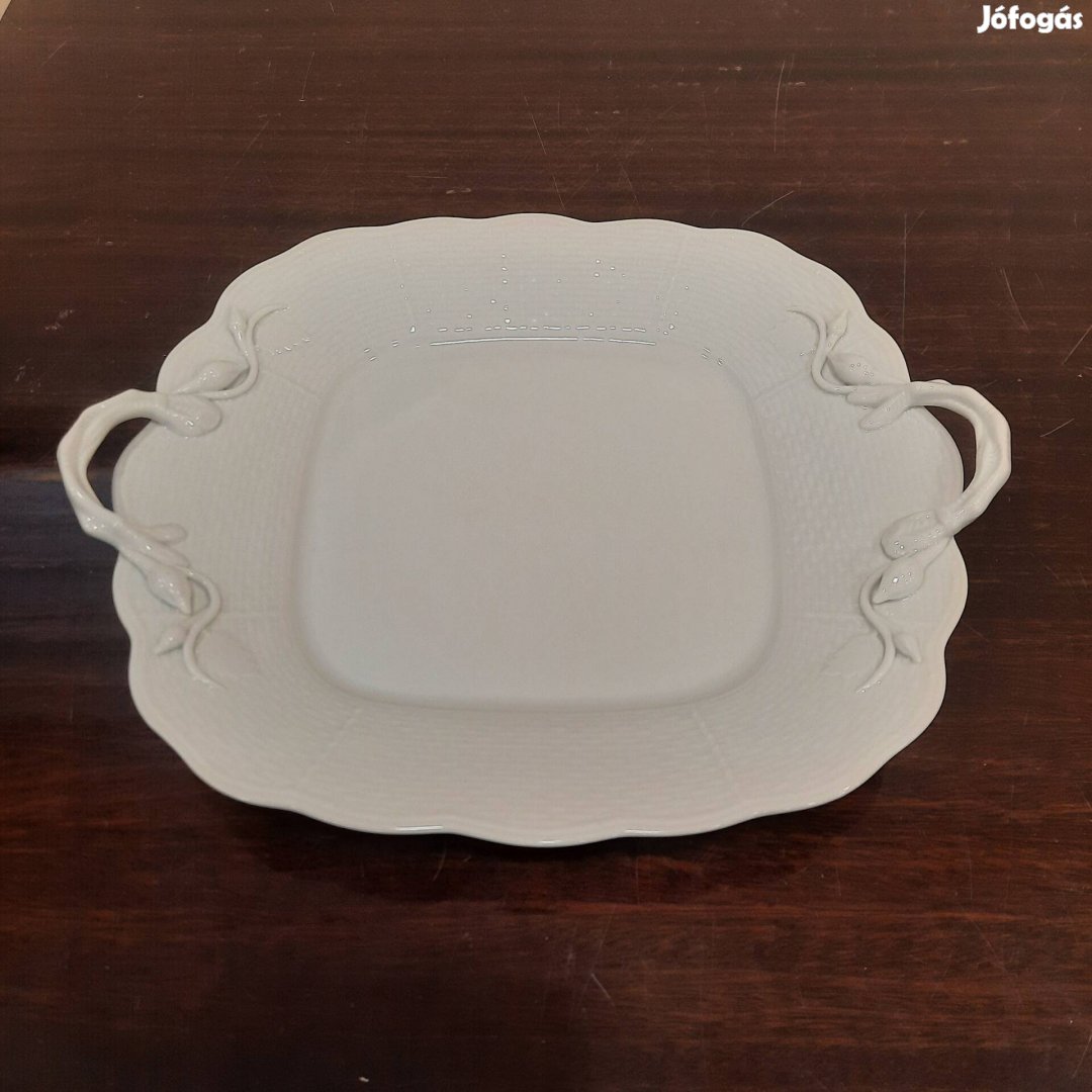 Fehér Herendi porcelán füles süteményes kínáló tál eladó 