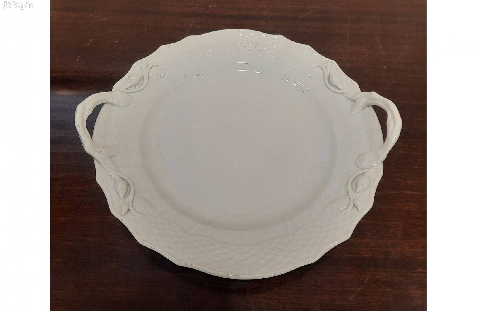 Fehér Herendi porcelán füles süteményes kínáló tál eladó!