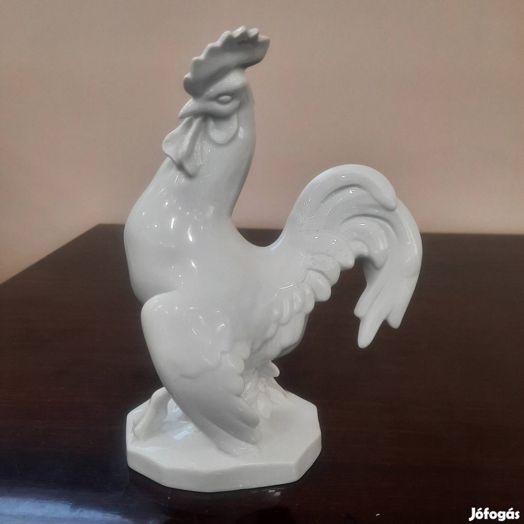 Fehér Herendi porcelán kakas figura eladó. 23 cm 