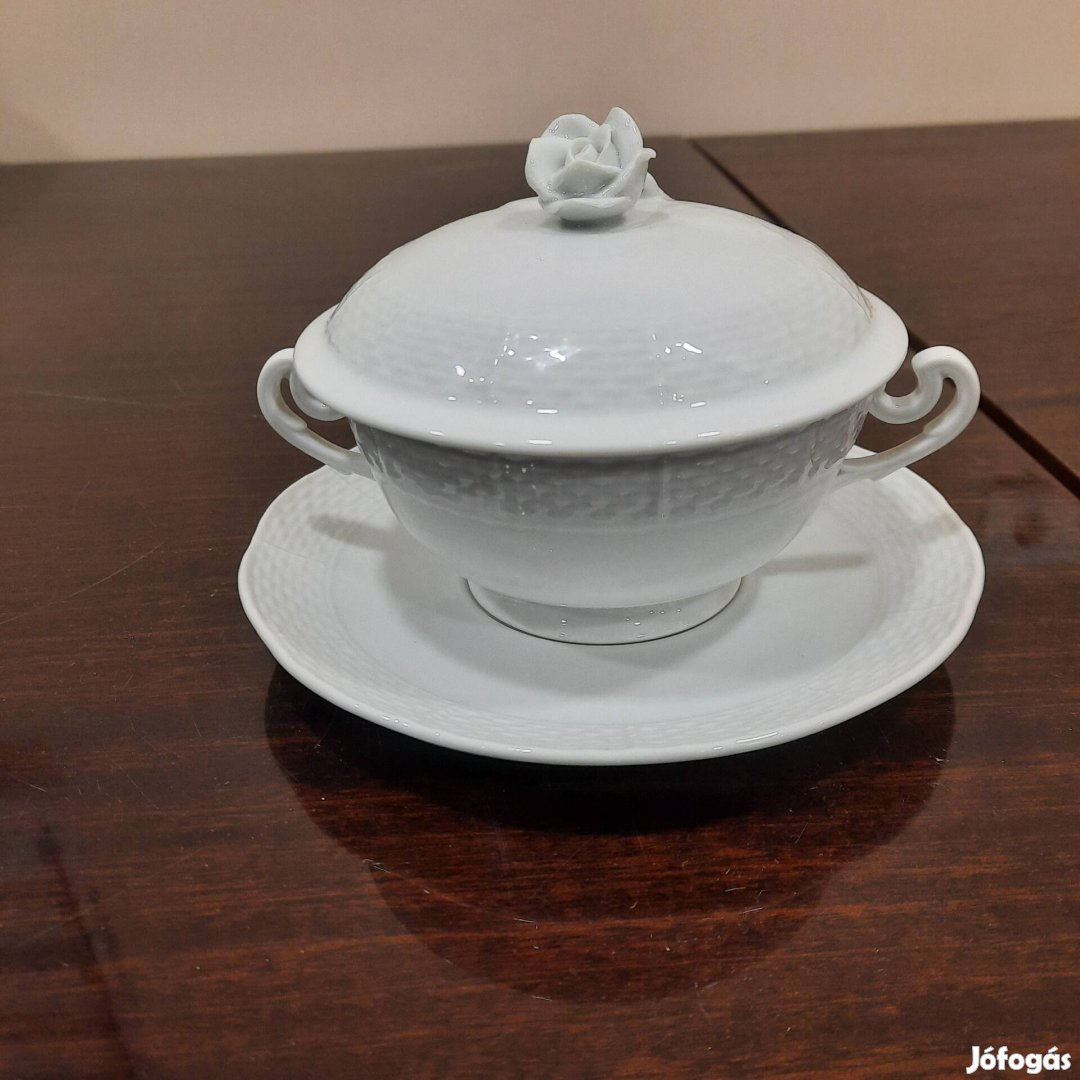 Fehér Herendi porcelán leveses csésze alj tető eladó