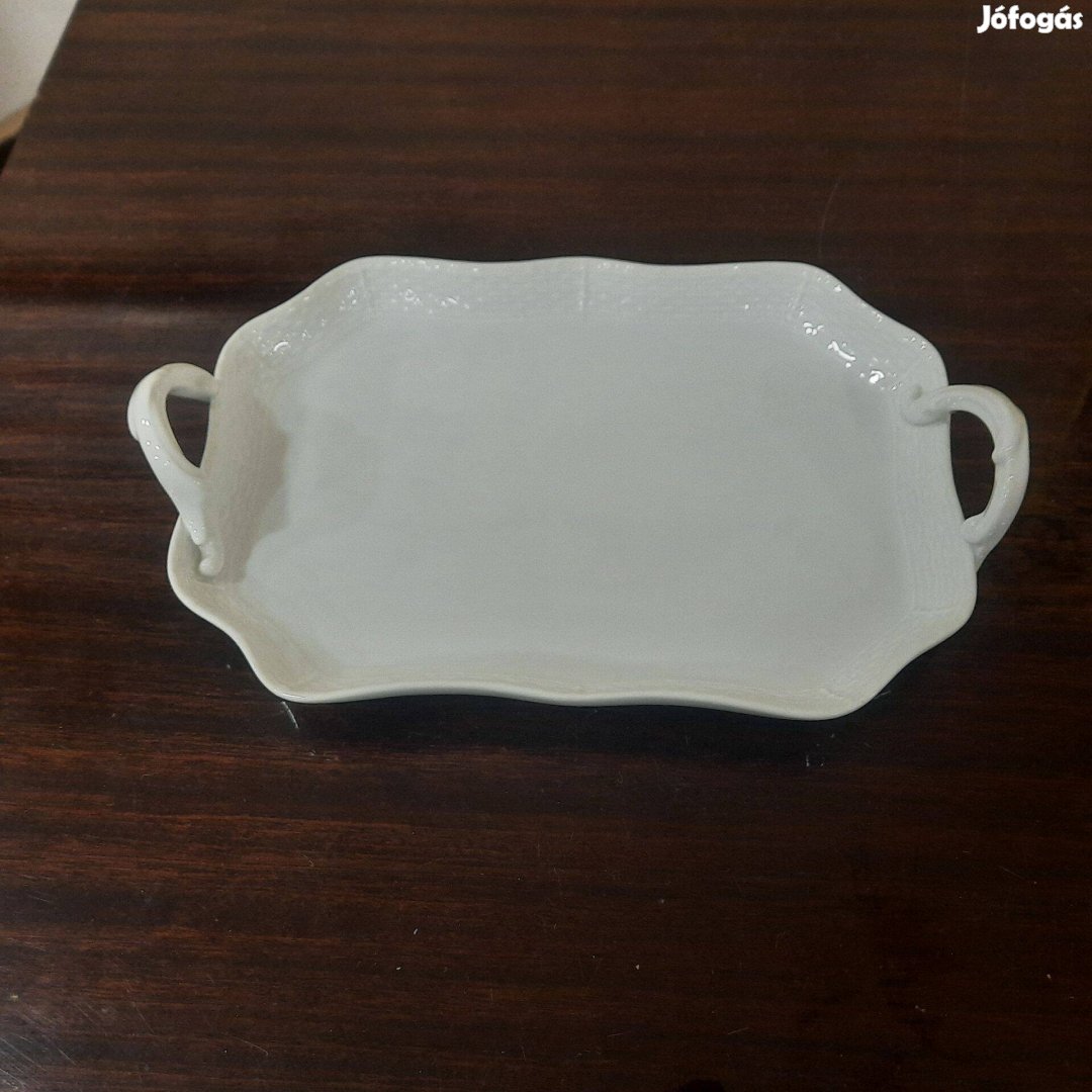 Fehér Herendi porcelán nyolcszög alakú kínáló tál, tálca eladó!