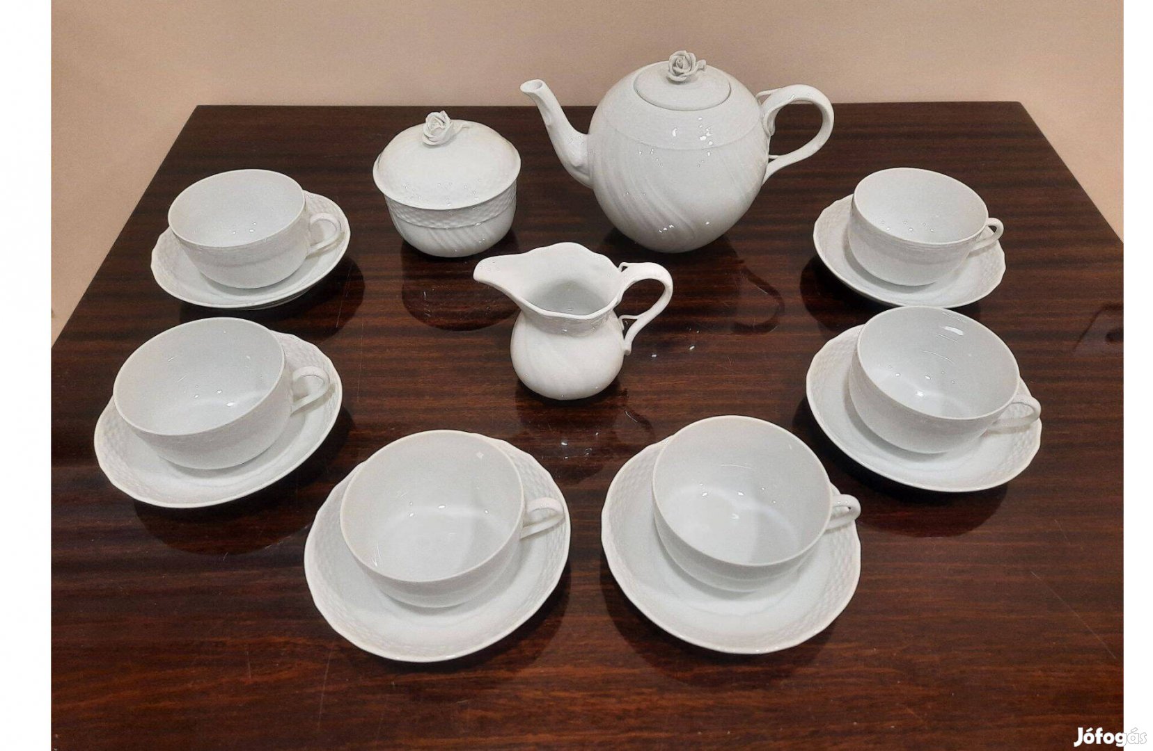 Fehér Herendi porcelán teáskészlet, teás készlet eladó!