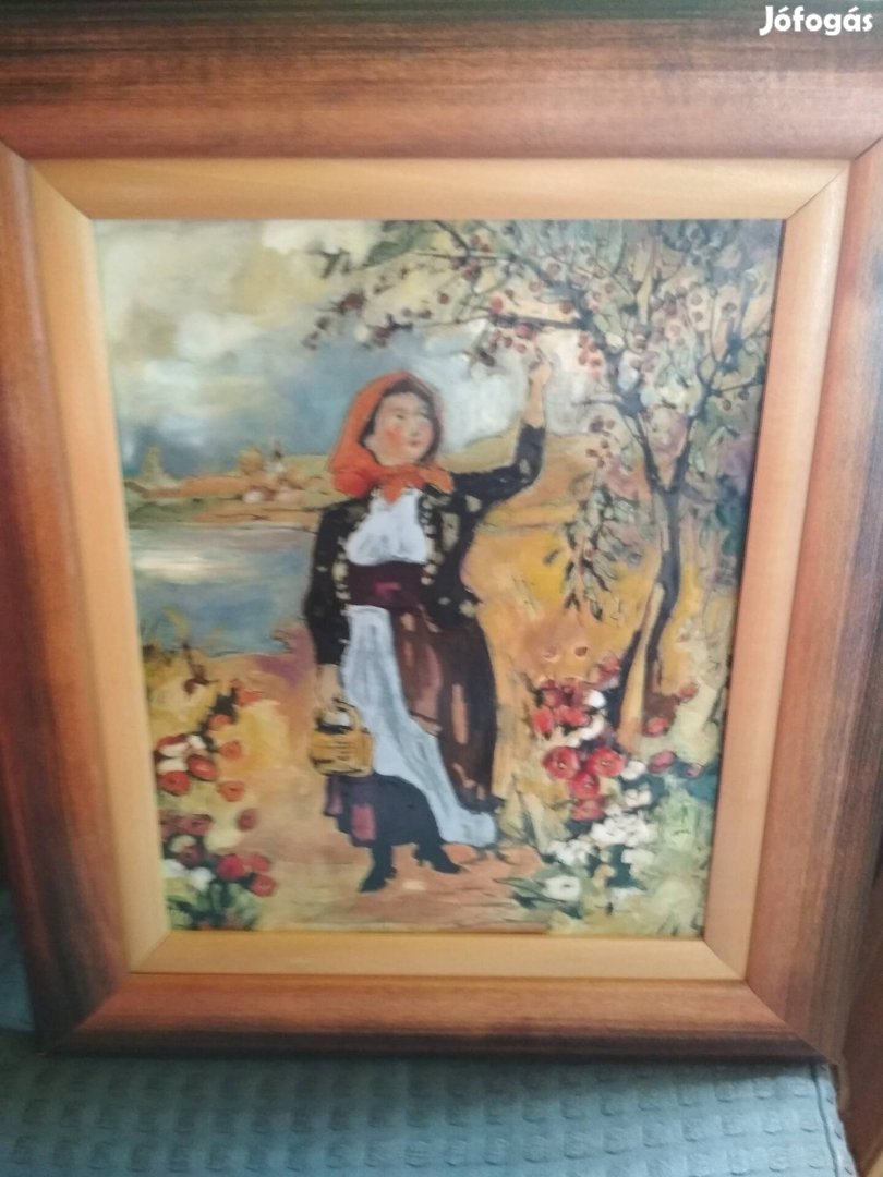 Fehér Margit 25x30 Tűzzománc Gyönyörű Bp IV.XIV