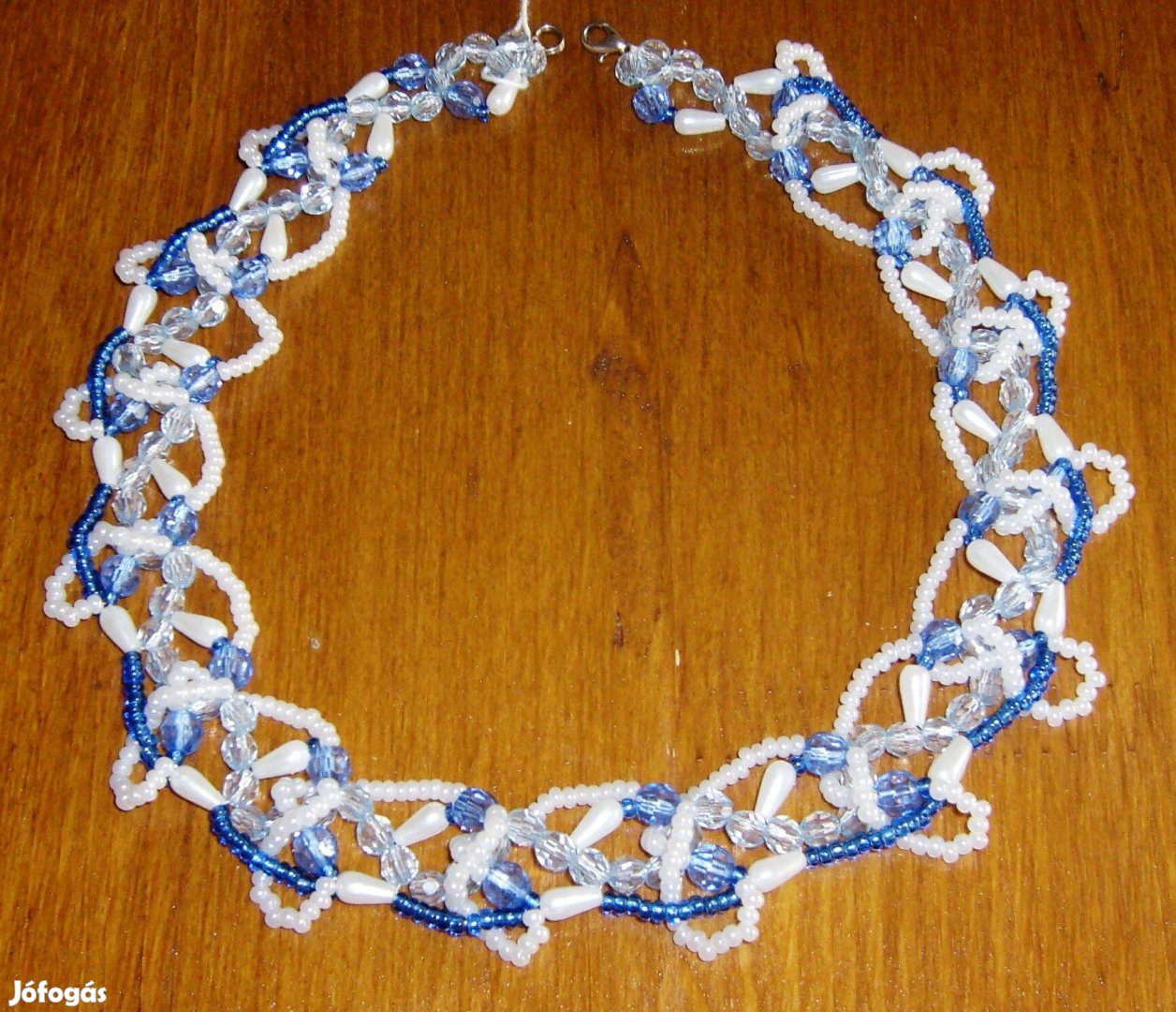 Fehér - Kék különleges gyöngy nyaklánc