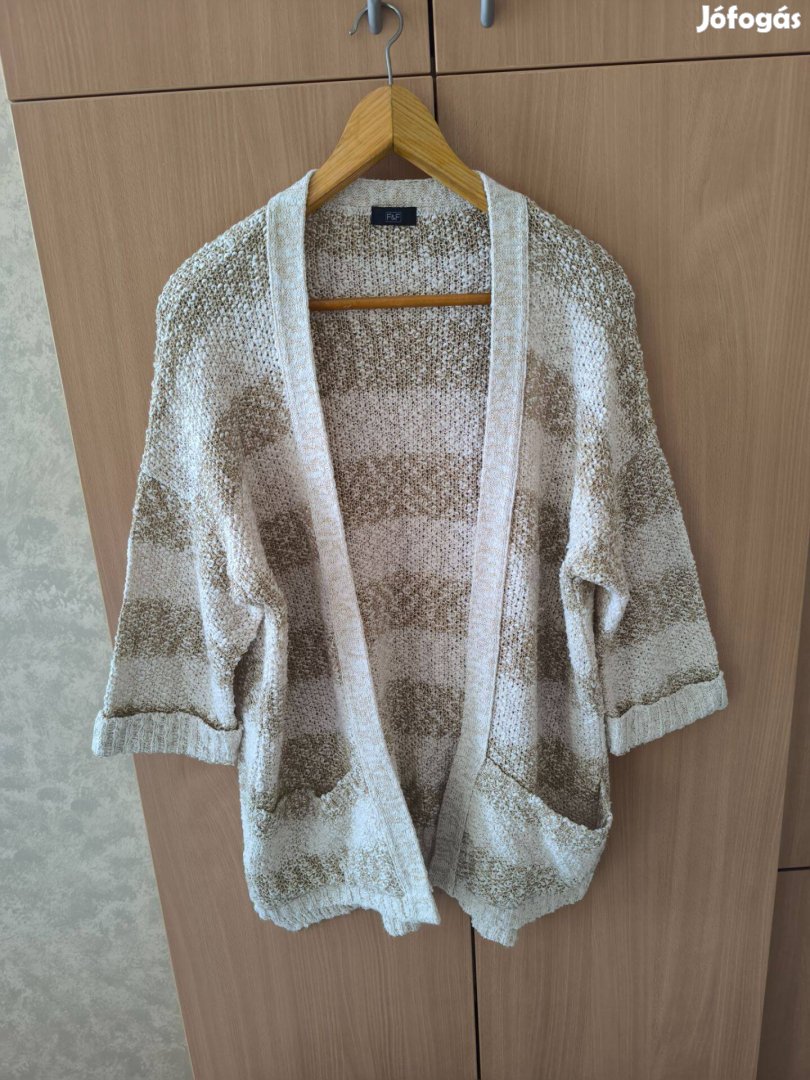 Fehér barna csíkos arany szálas kötött kardigán 44-es