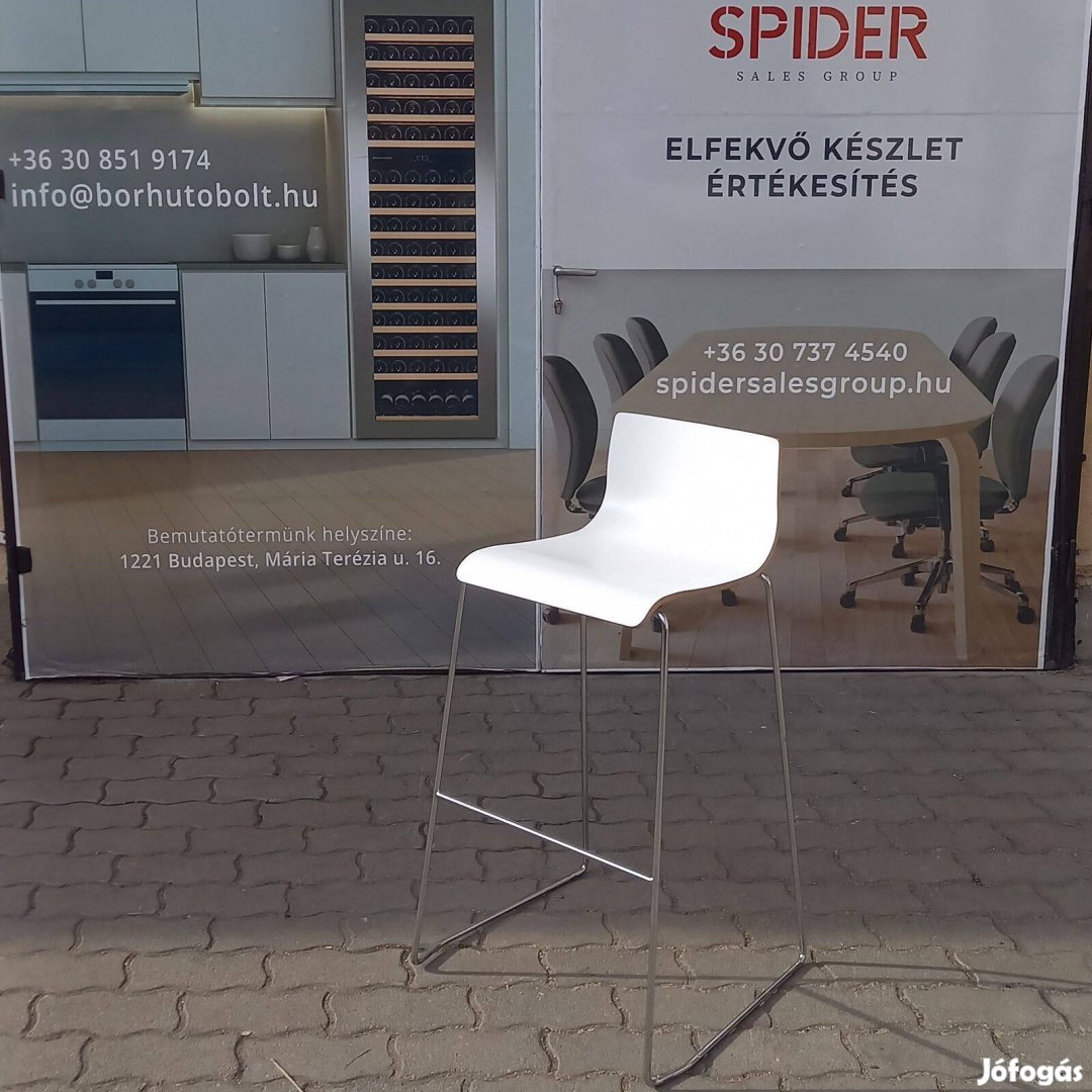 Fehér bárszék, rétegelt lemezes szék, magasított szék - használt