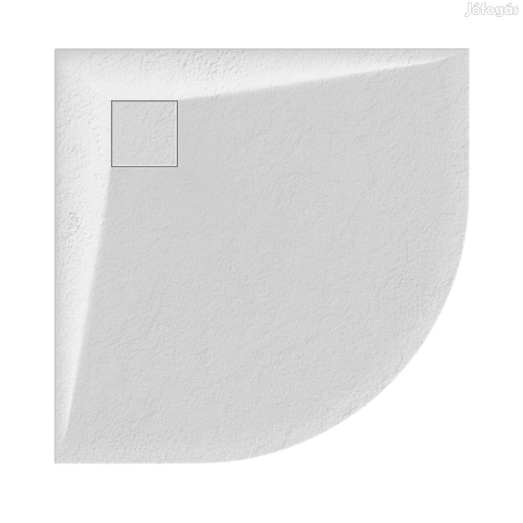 Fehér félköríves kőhatású zuhanytálca 80 x 80 cm + ajándék szifonkész