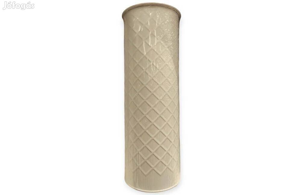 Fehér fém WC-kefe szett rombusz mintázattal ezüst nyéllel, 9,5×39 cm