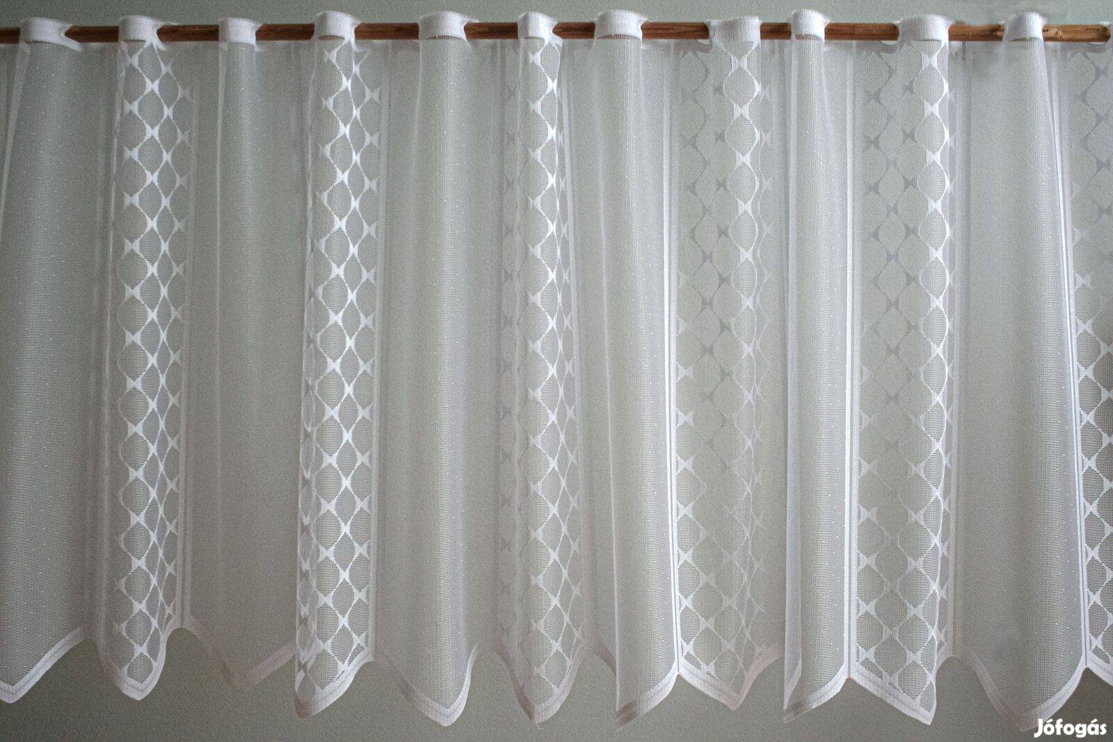 Fehér háló mintás új vitrázs függöny (11m x 60 cm)