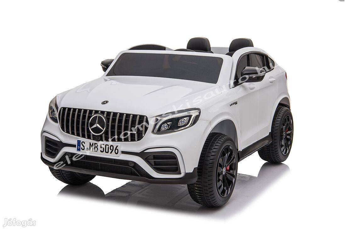 Fehér kétszemélyes Mercedes GLC 63 S 12V eredeti elektromos kisautó