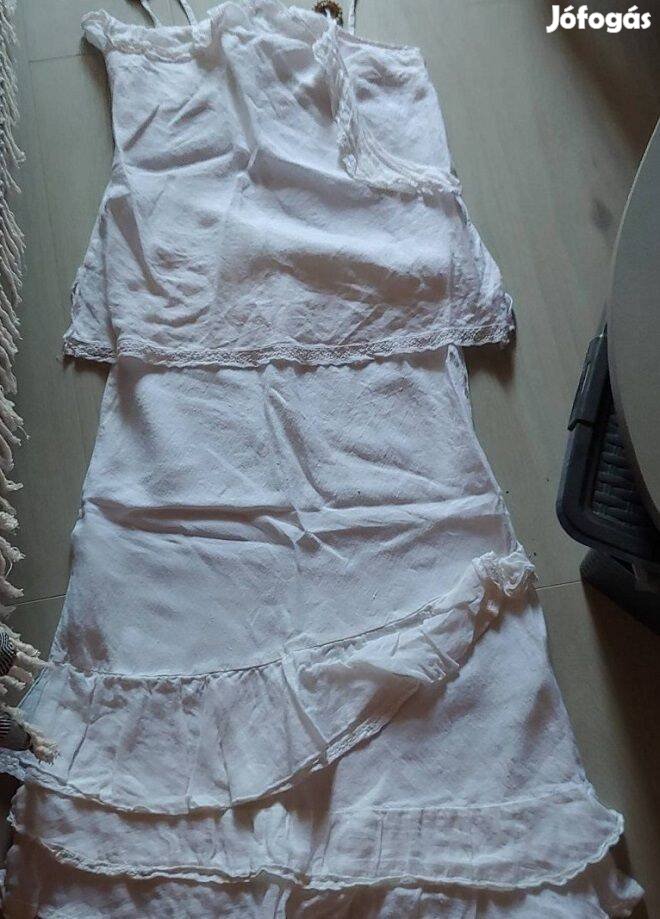 Fehér lenvaszon kétrészes szett 40