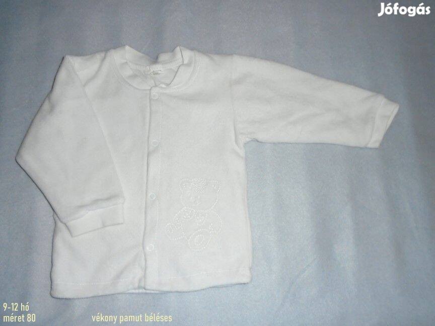Fehér maci mintás kardigán 9-12 hó méret 80 pamut béléses