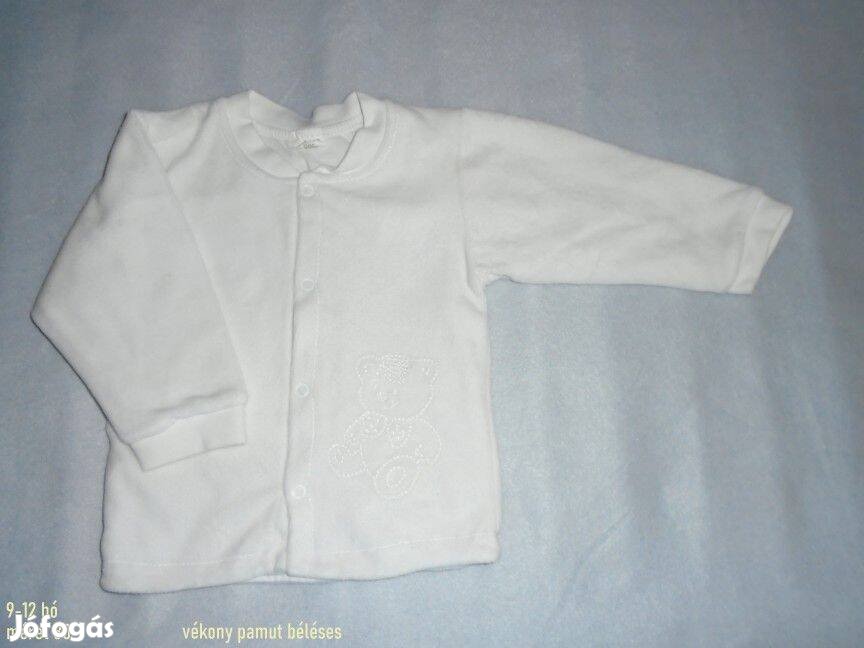 Fehér maci mintás kardigán 9-12 hó (méret 80) pamut béléses pulóver