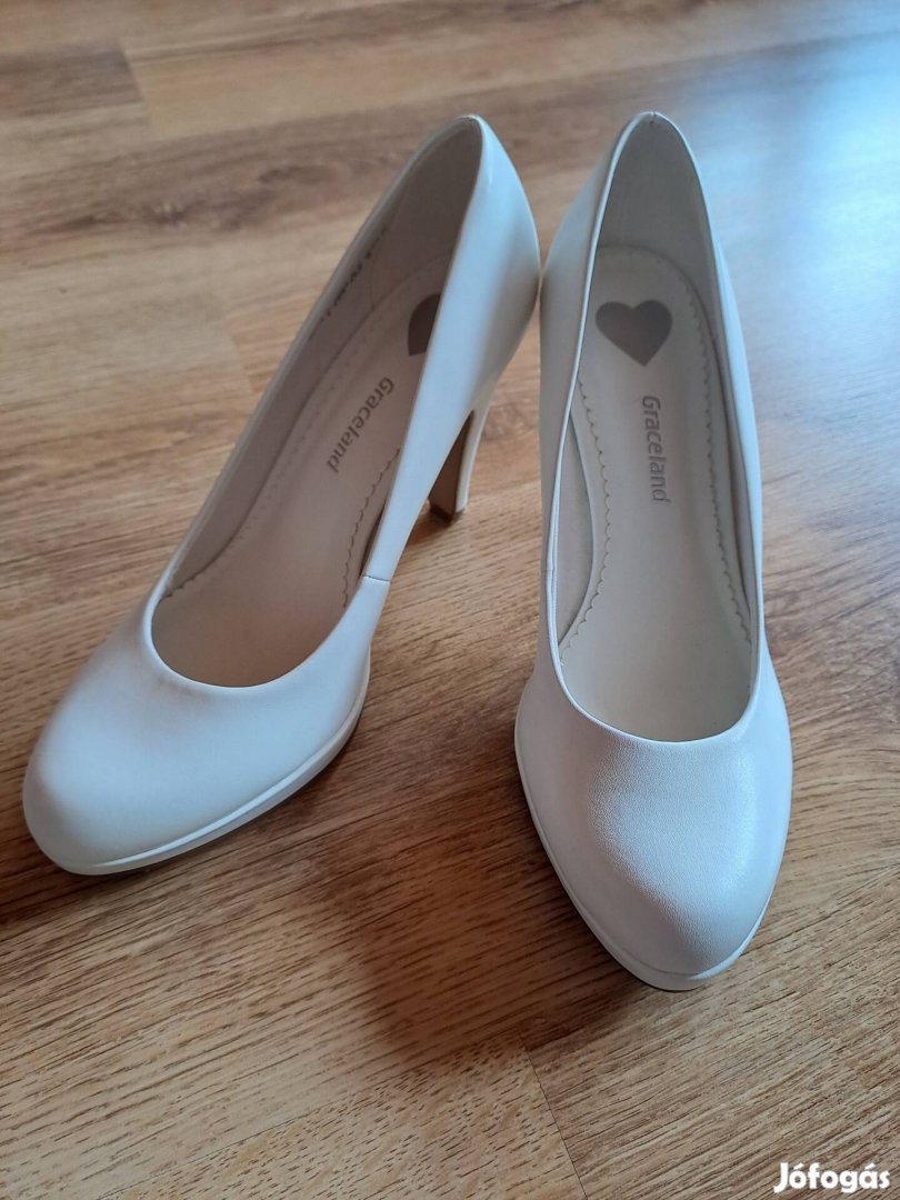 Fehér magassarkú cipő / menyasszonyi / esküvői 36 vagy 37 (Graceland)