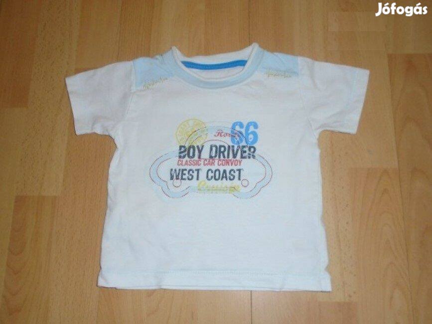 Fehér mintás feliratos póló 12-18 hó méret 86