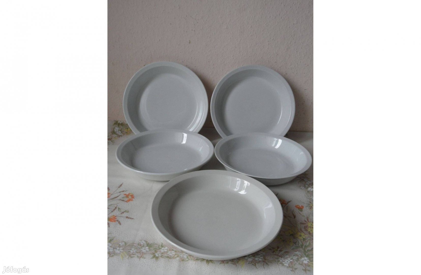 Fehér porcelán menza főzelékes tányér, tál ( 5 db. )