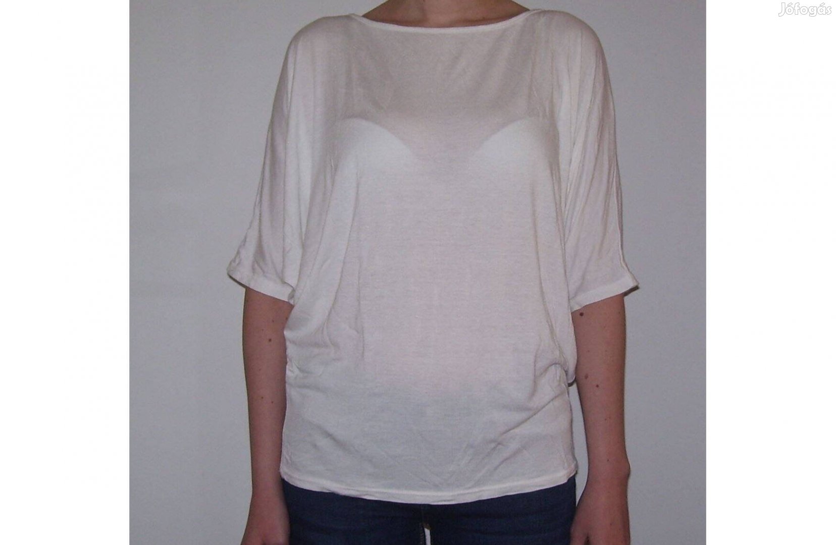 Fehér rövid ujjú póló női felső L/XL